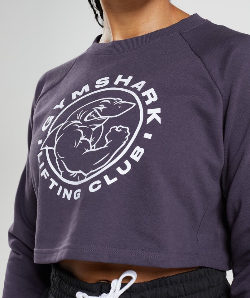 Women's Gymshark Legacy Cropped Sweatshirts Purple | CA AD6N30